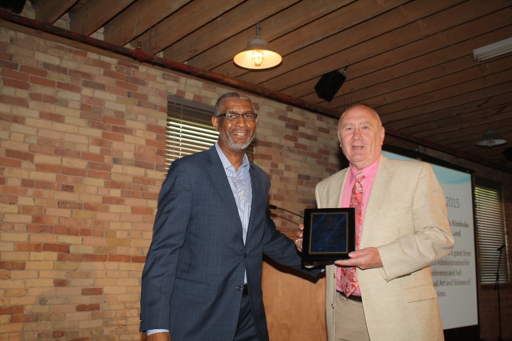 CCPS Kickoff 2015 Dr. Brian Kingshott receiving award from Dean Grant